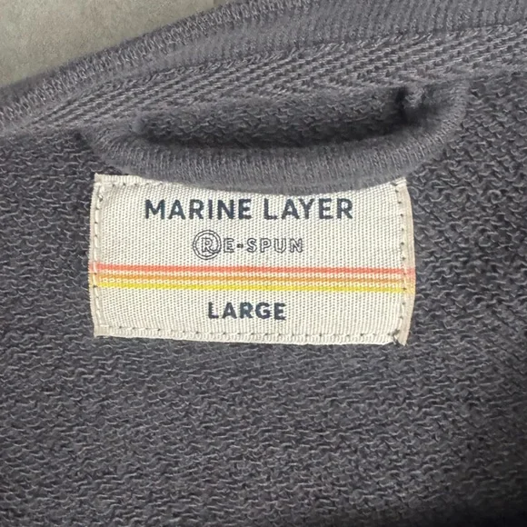 Marine Layer Colorblock Crewneck Sweatshirt Men’s Large Navy Pink White Coral - Picture 2 of 4